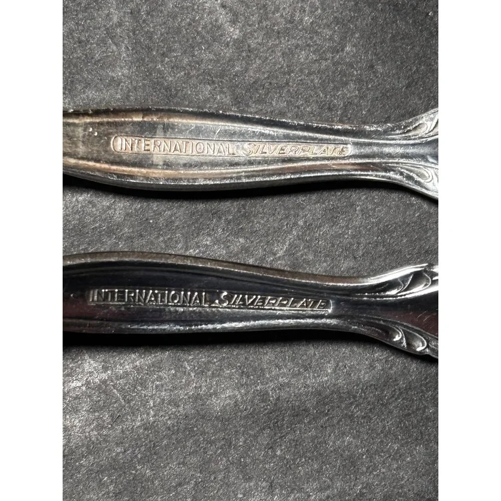 International Silverplate Interlude Pattern Serving Fork & Spoon Set Vintage 70s